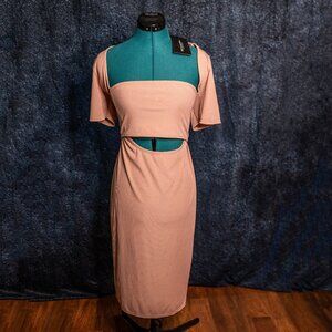 PrettyLittleThing Nude Cut-Out Midi Dress | New With Tags | Size 16